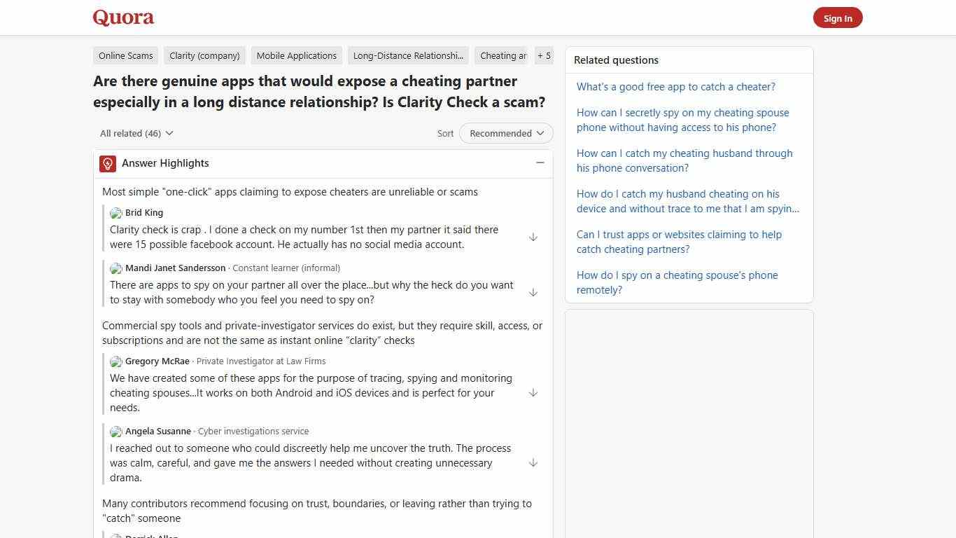 Are there genuine apps that would expose a cheating partner especially in a long distance relationship? Is Clarity Check a scam? - Quora